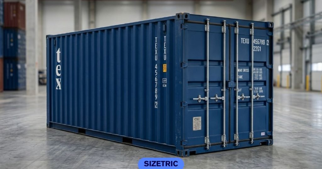 A 20-foot shipping container