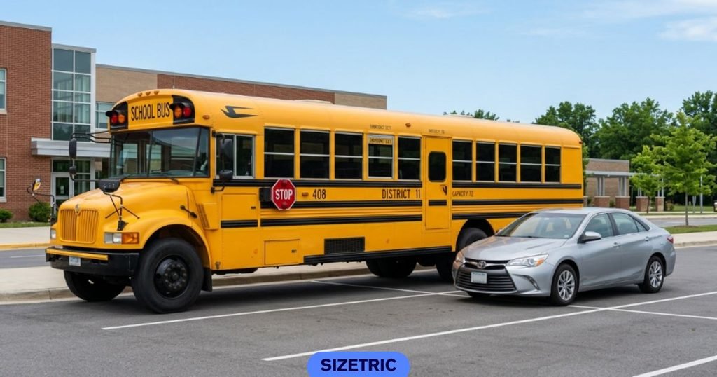 A full-size school bus, empty