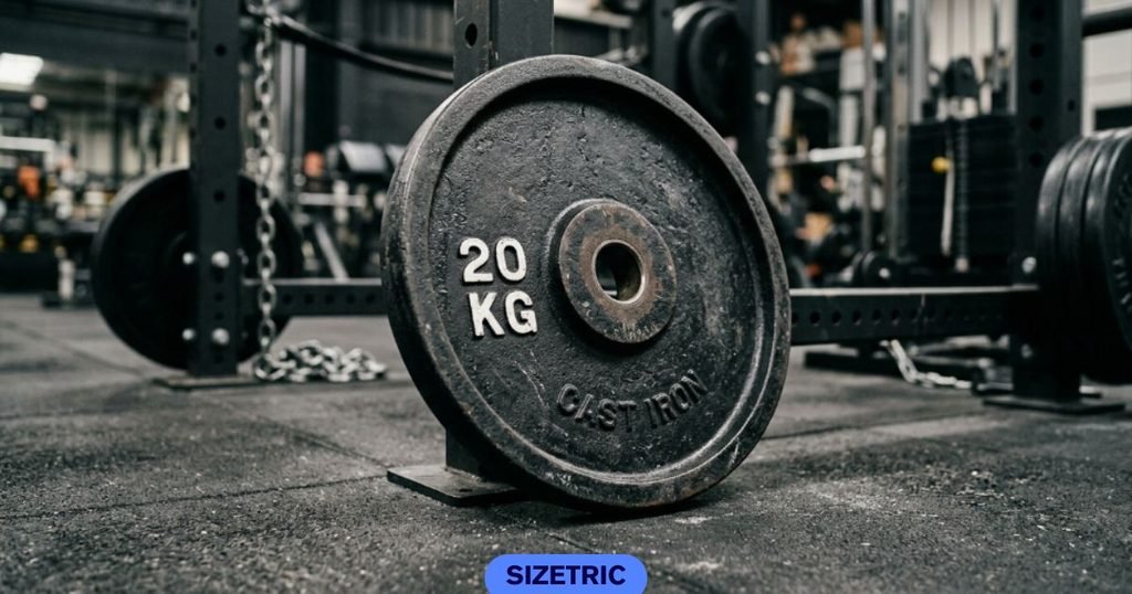 A standard 20 kg gym plate