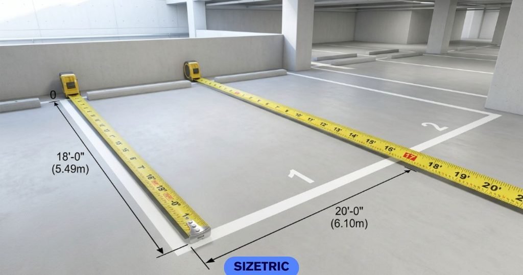 A standard parking space, plus a couple of feet