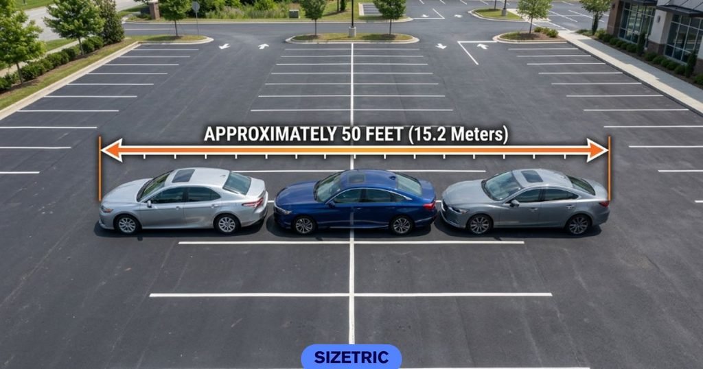 Three Mid-Size Cars Parked Bumper to Bumper